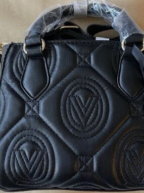 Valentino Orlandi Black Quilted Satchel